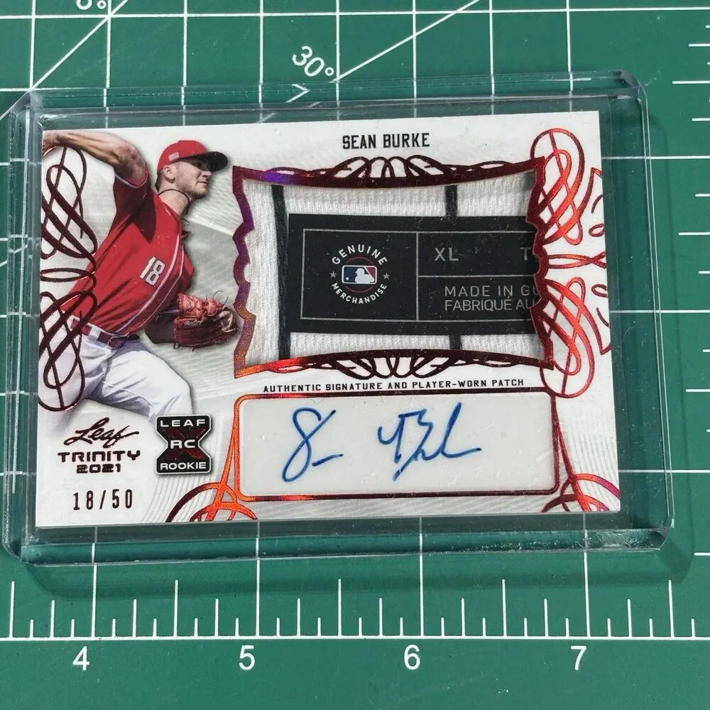 2021 Leaf Trinity SEAN BURKE RC Player-Worn Laundry Tag Jersey Patch AUTO /50